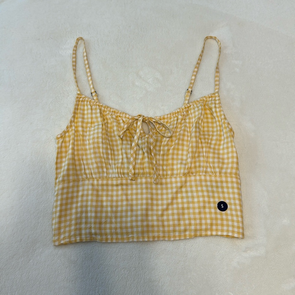 Hollister Yellow Gingham Crop Cami Top